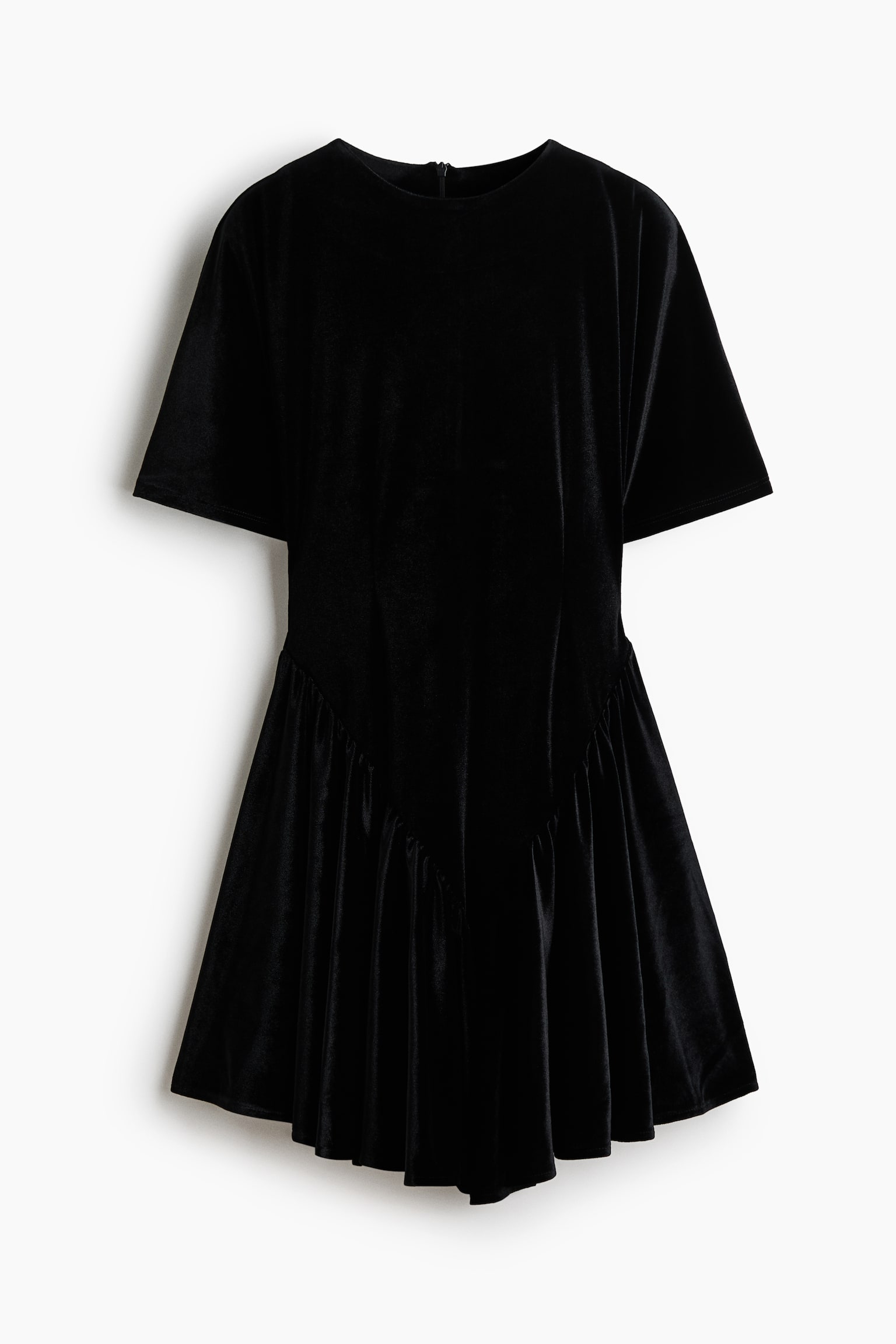 Женское платье H&M Velour Dress with Flared Skirt, цвет: Чёрный — фото 1