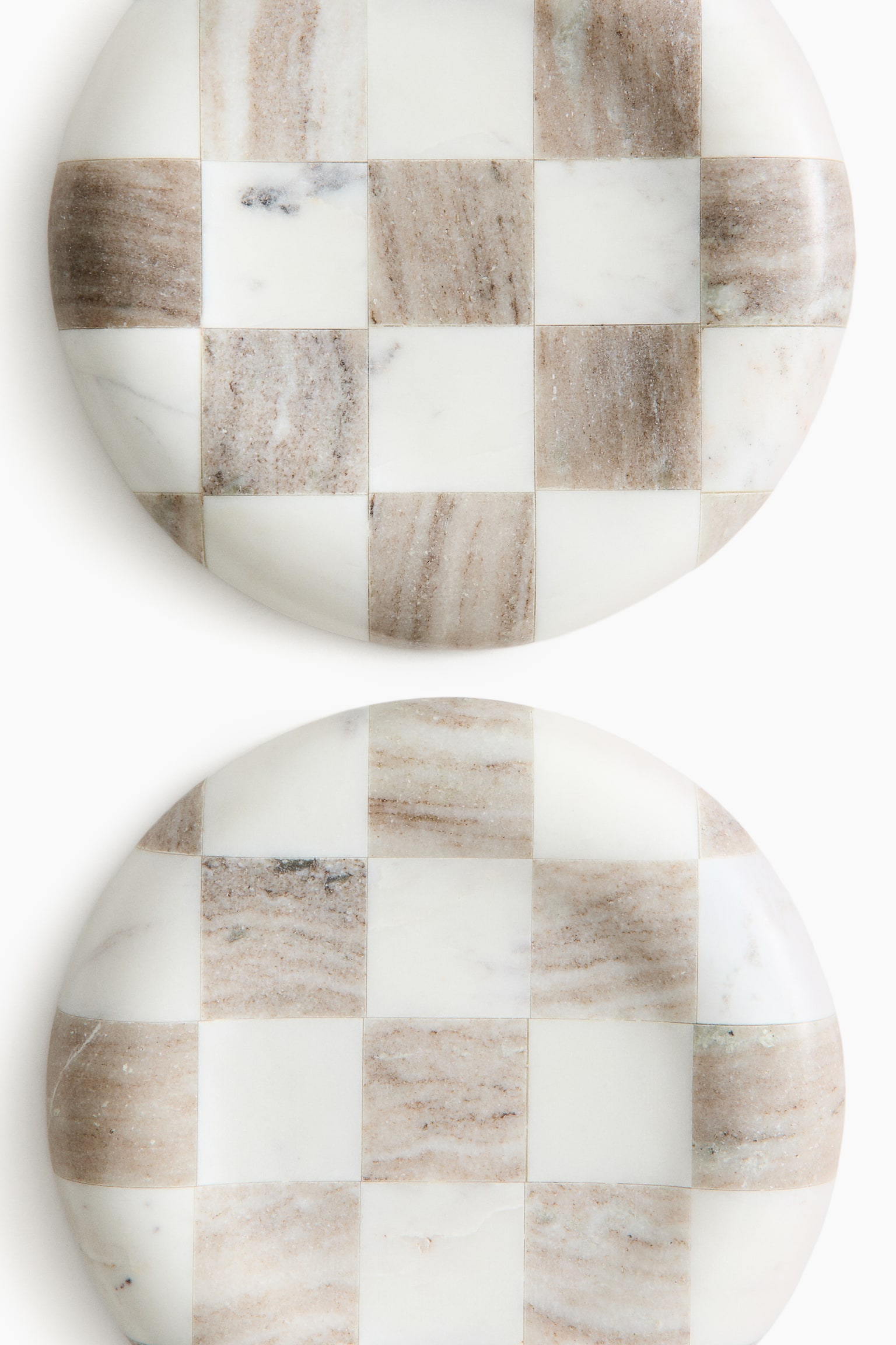 מגש שיש גדול - בז'/לבן משבצות - 5