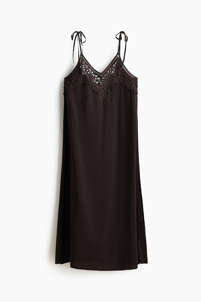 Strandkleid mit Bindeträgern - Dunkelbraun - 1