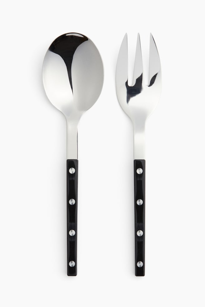 Cubiertos para ensalada en acero inoxidable - Negro/Verde/Beige claro - 1