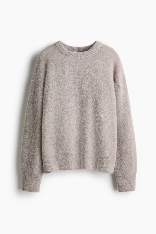 Oversized Alpaca-Blend Sweater - Light taupe melange/Brown/Light pink - 1