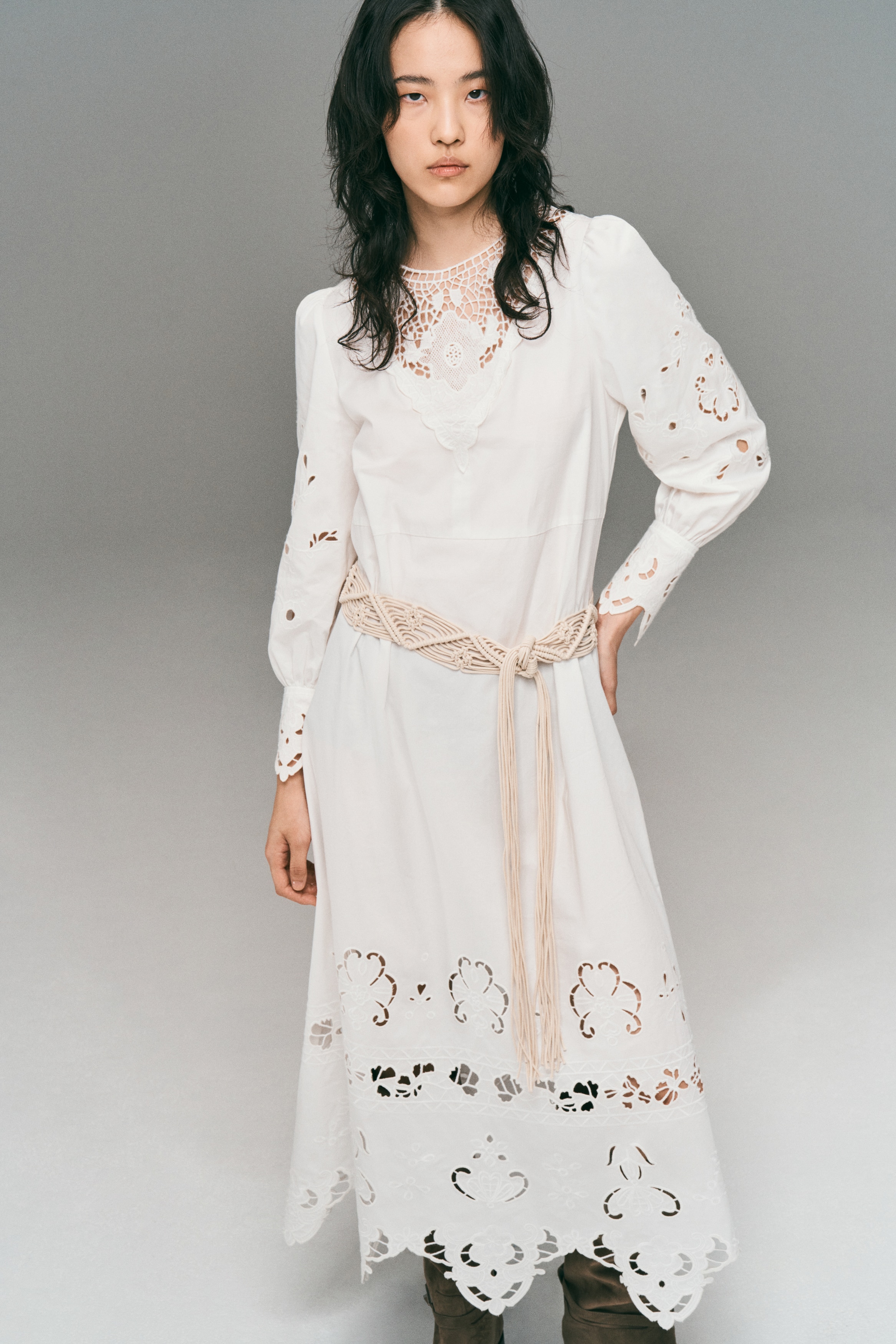 イギリス刺繍ワンピース - ホワイト - レディース | H&M JP