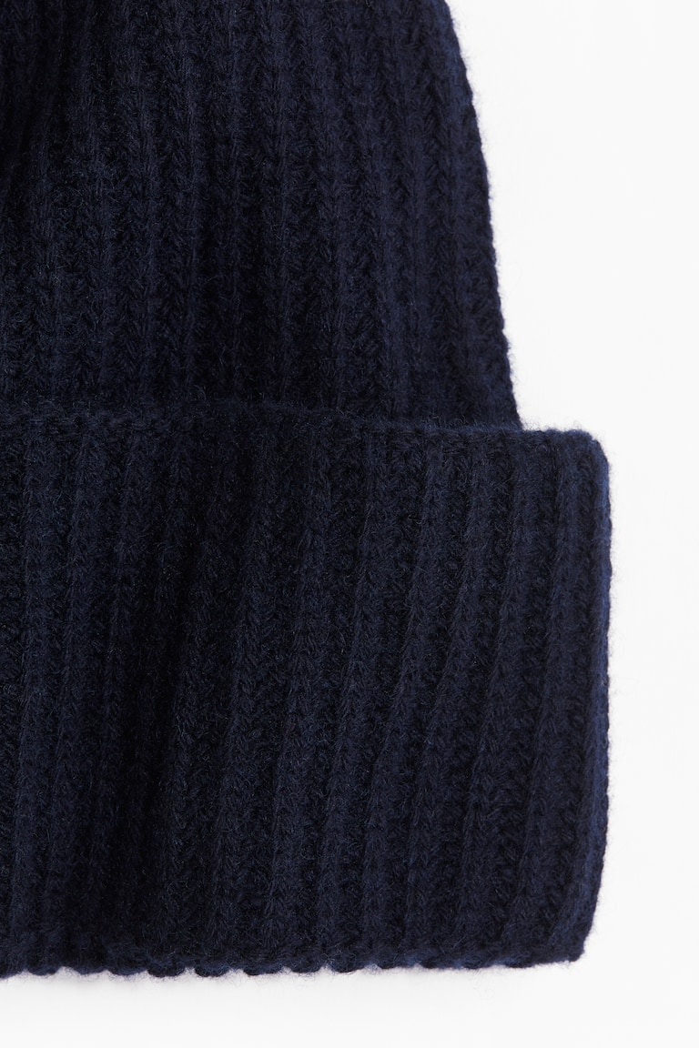 Ribbed wool-blend hat Navy blue Men H&M IN