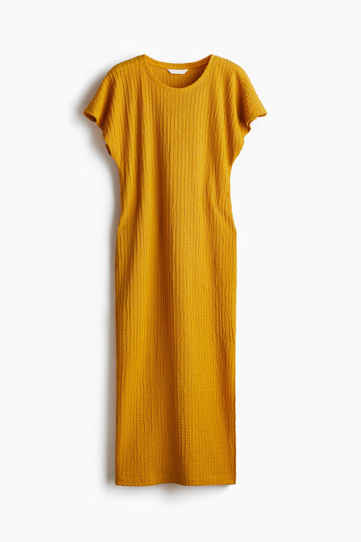 Textured jersey dress Mustard yellow Ladies H&M IN
