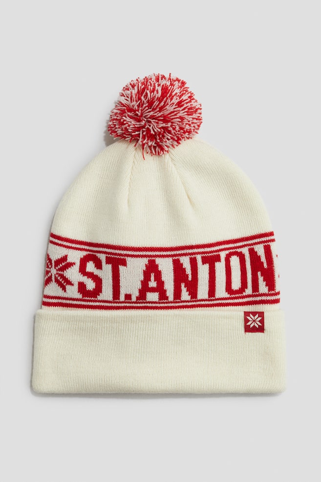 Jacquard-Knit Pompom Beanie - Cream/St. Anton - 1