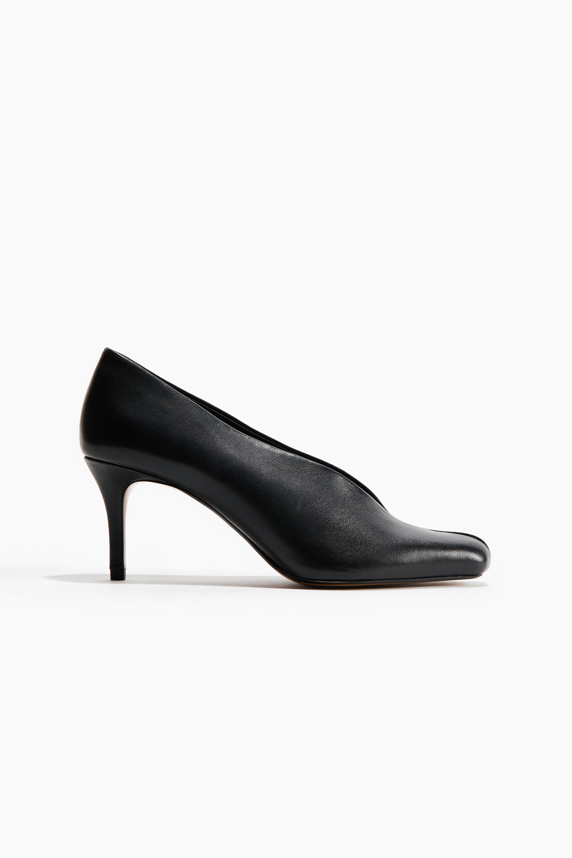Leather court shoes - Svart