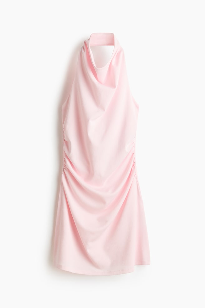Draped halterneck dress - Pale pink/Black - 1