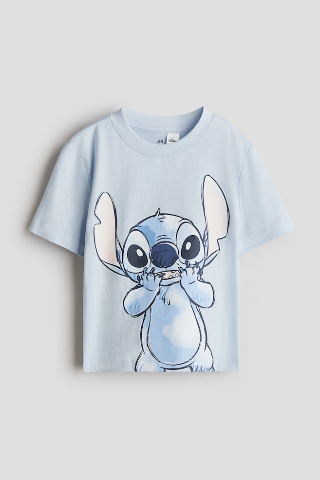 Print-motif cotton T-shirt - Light blue/Lilo & Stitch - 1