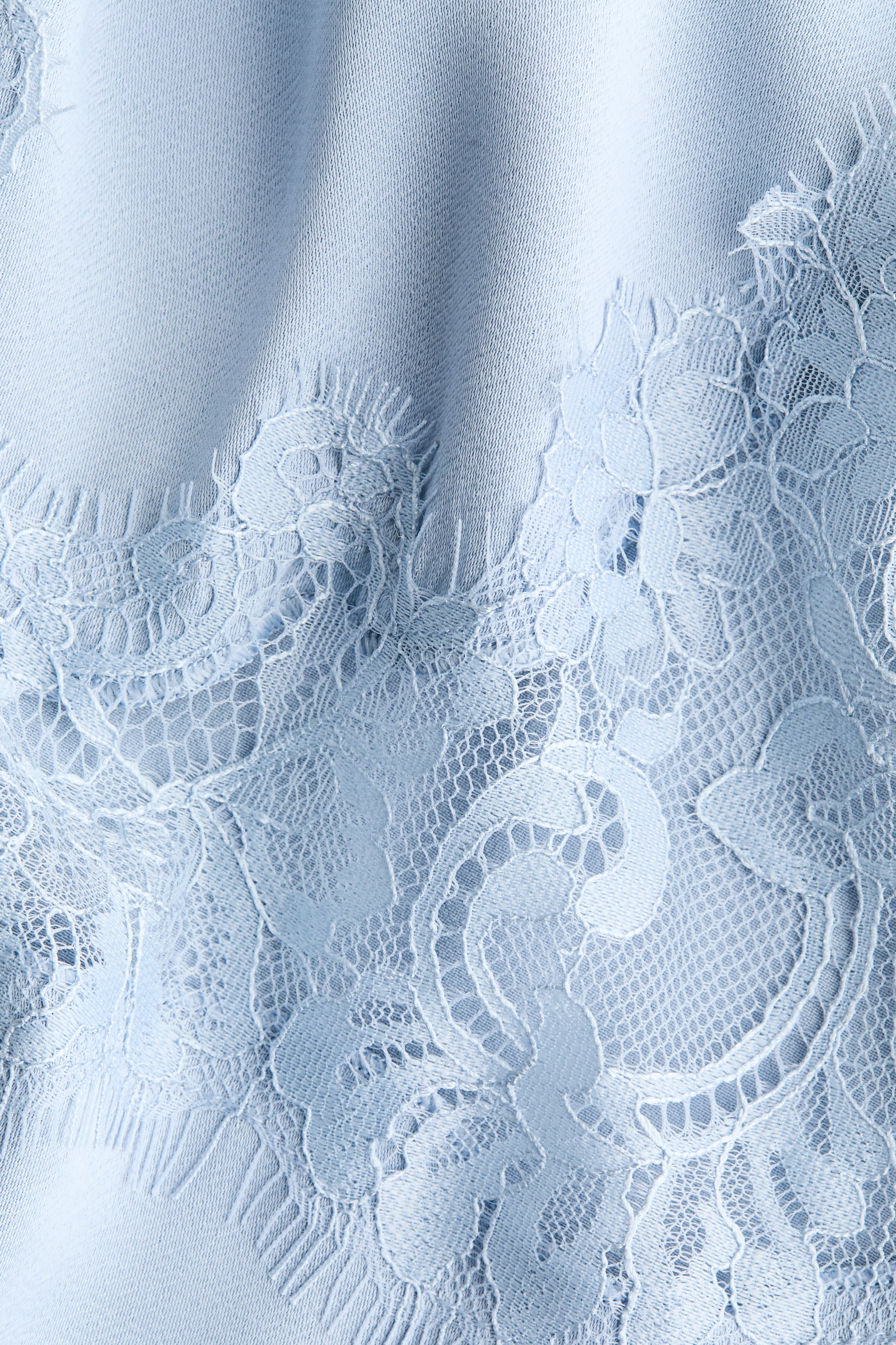 Lace-trimmed satin dress - Light dusty blue - 4