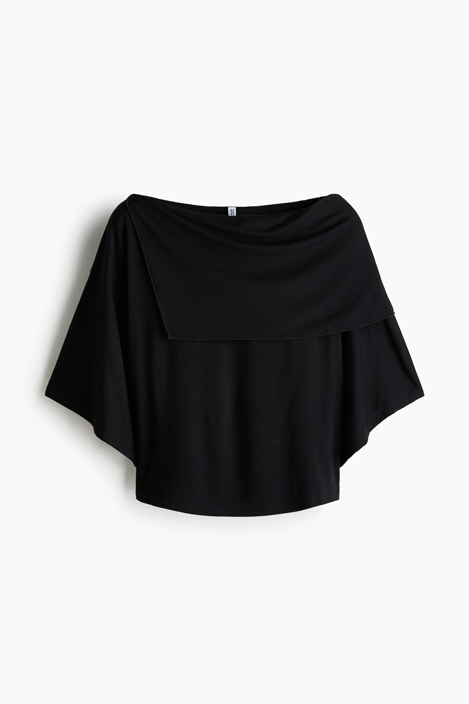 Cape-detail jersey top - Black/Dark plum purple/Dark blue