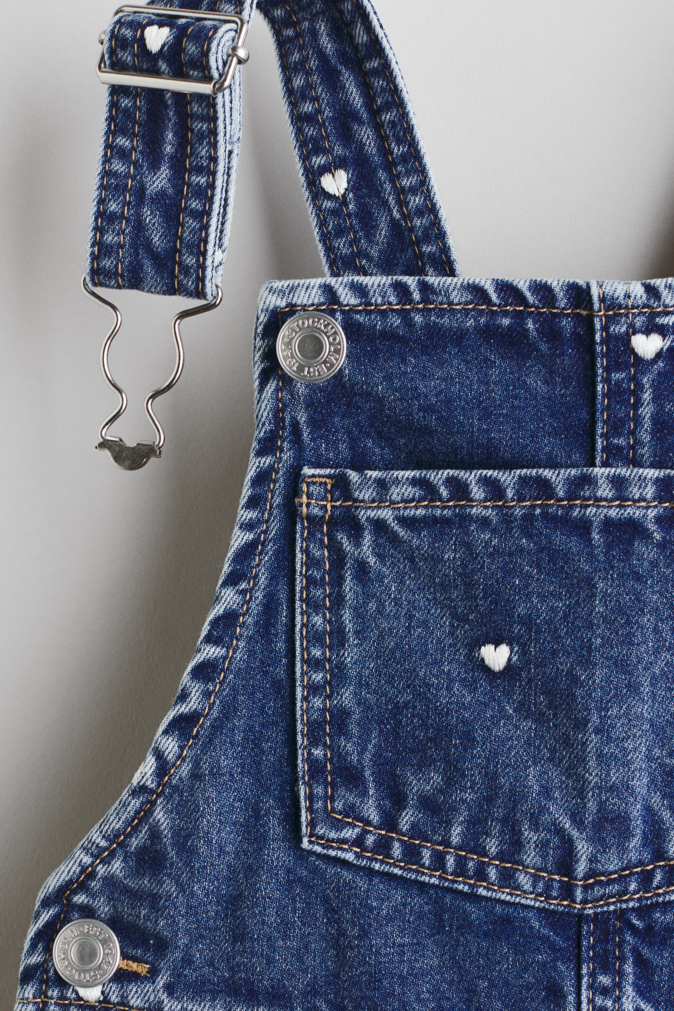 Patterned Denim Overalls