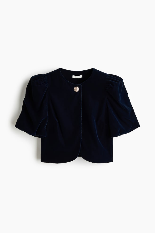 Top à manches bouffantes - Bleu marine/Noir - 1