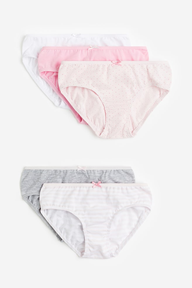 5-pack cotton briefs - Pink/Glitter/Light blue/Small flowers/Light pink/Hearts/Light pink/Hearts - 1