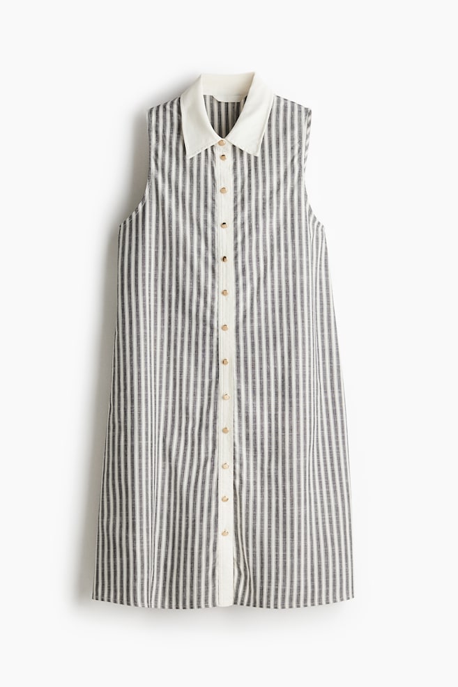 Robe chemise trapèze - Blanc/rayé/Bleu marine/blanc - 1