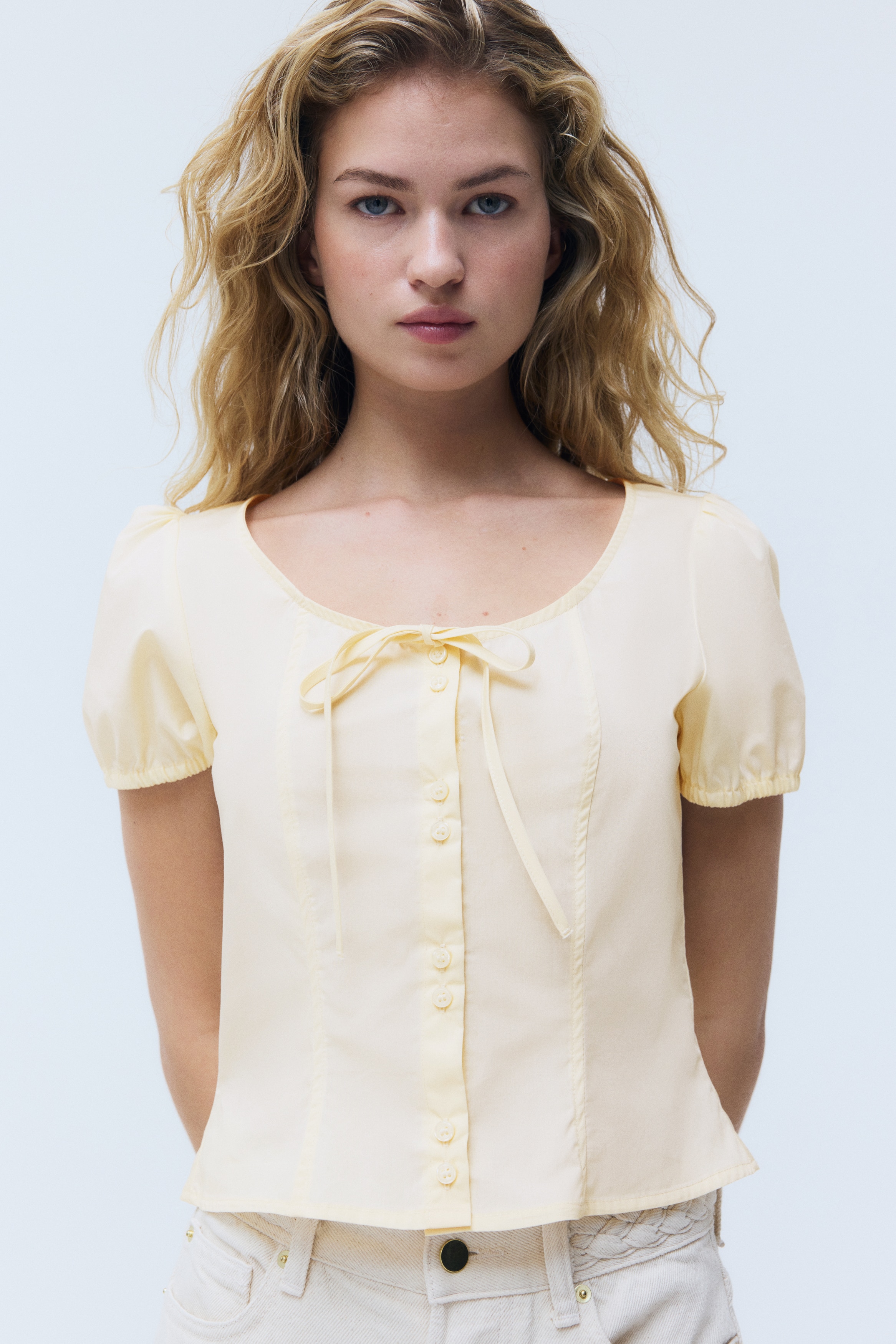 Puff-Sleeved Poplin Blouse from H&M - $19.99