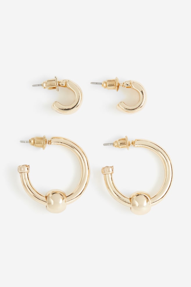 2 pairs hoop earrings - Gold-coloured/Gold-coloured - 1