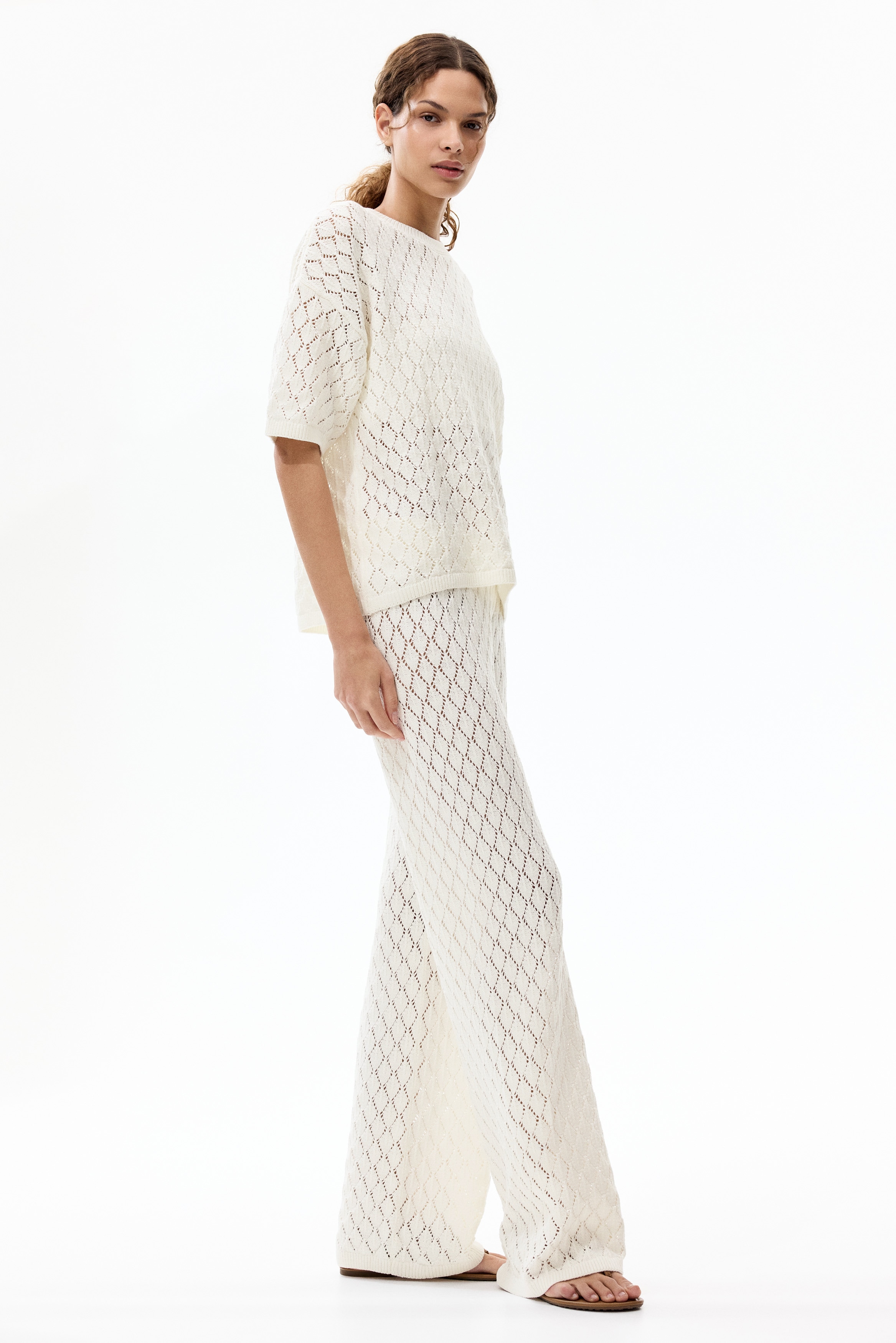 Pointelle-knit trousers