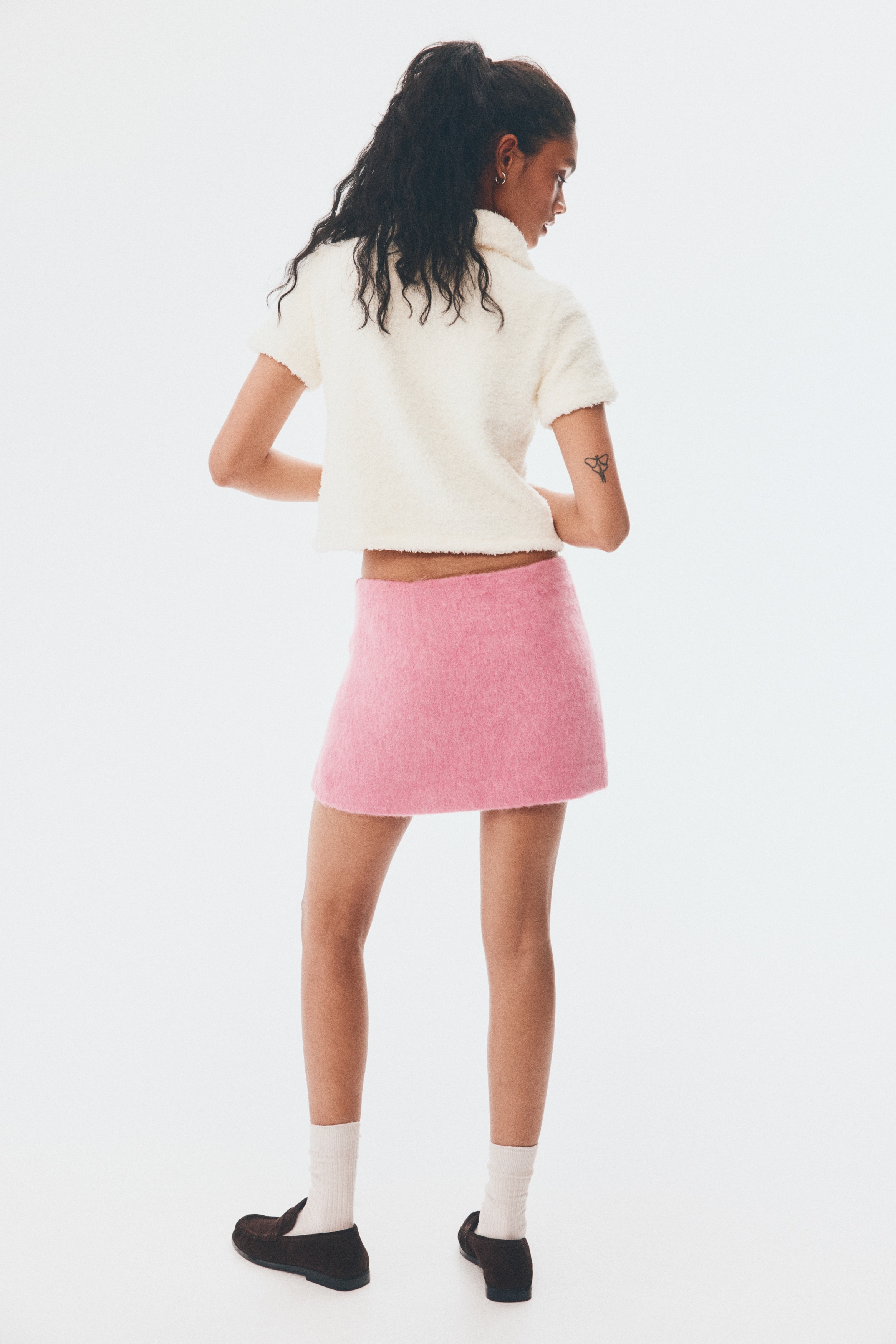 Short-sleeved teddy cardigan