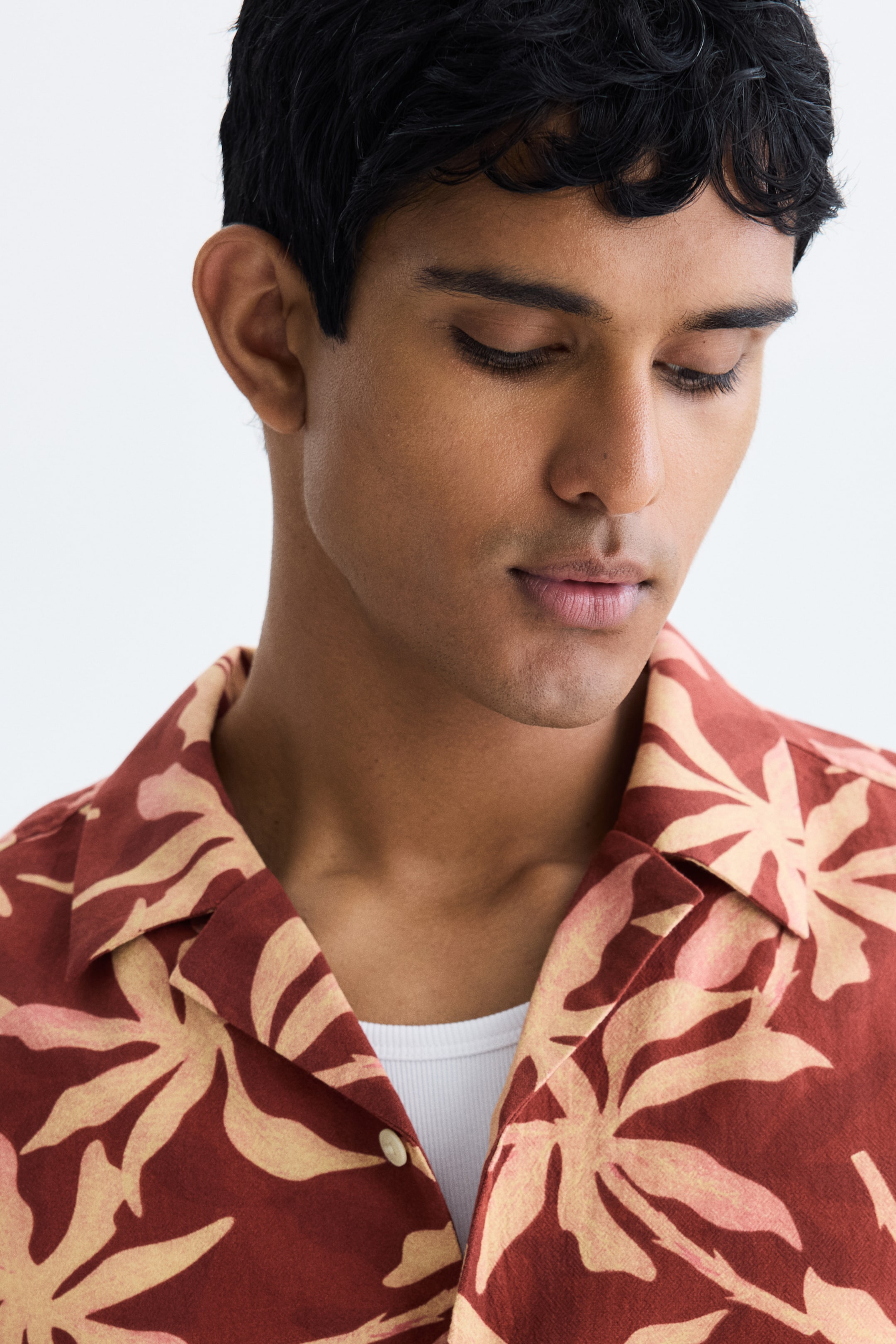 Chemise décontractée en coton à col cubain