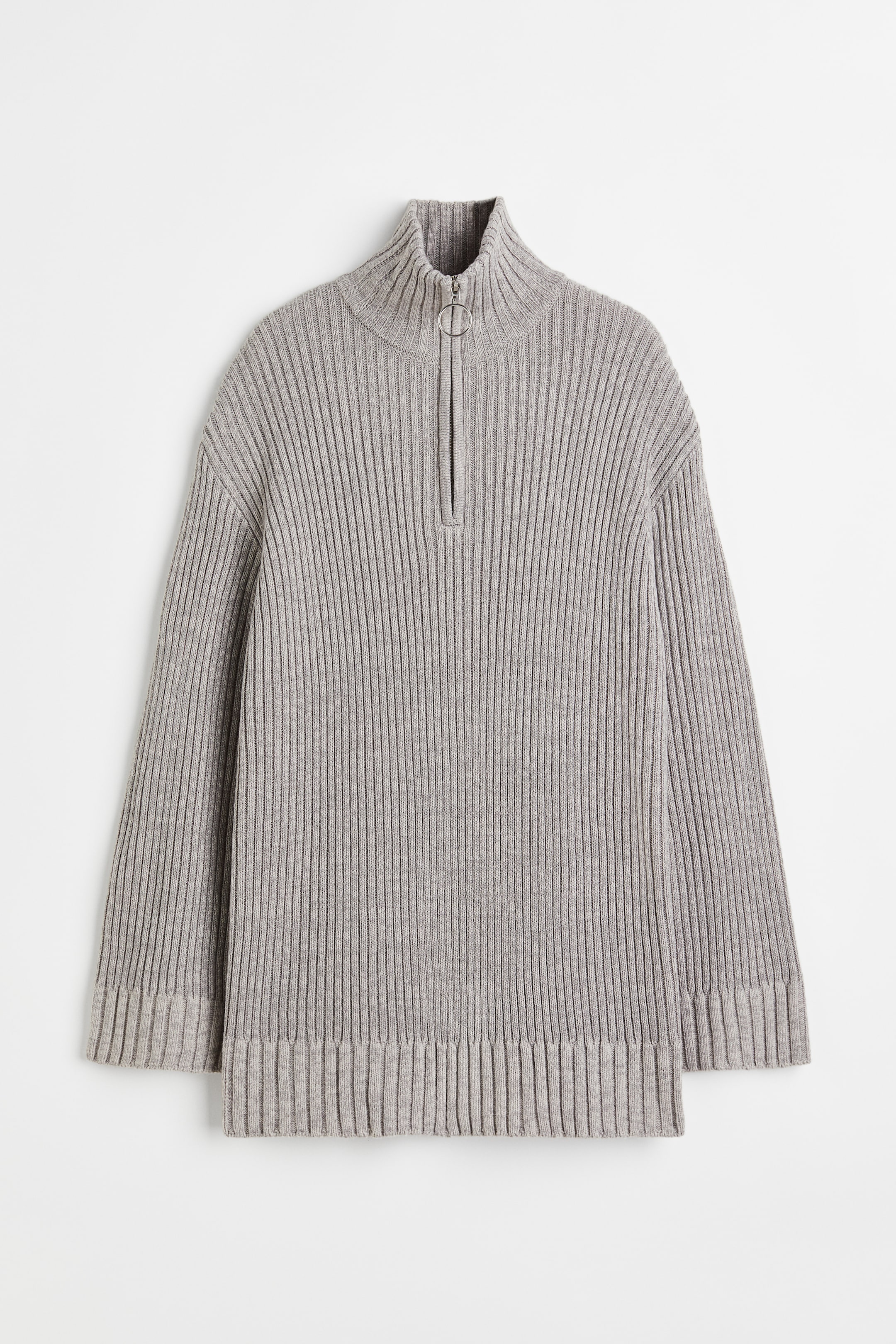 View larger image: Zip-top rib-knit jumper - Light grey marl - Ladies | H&M IN 1