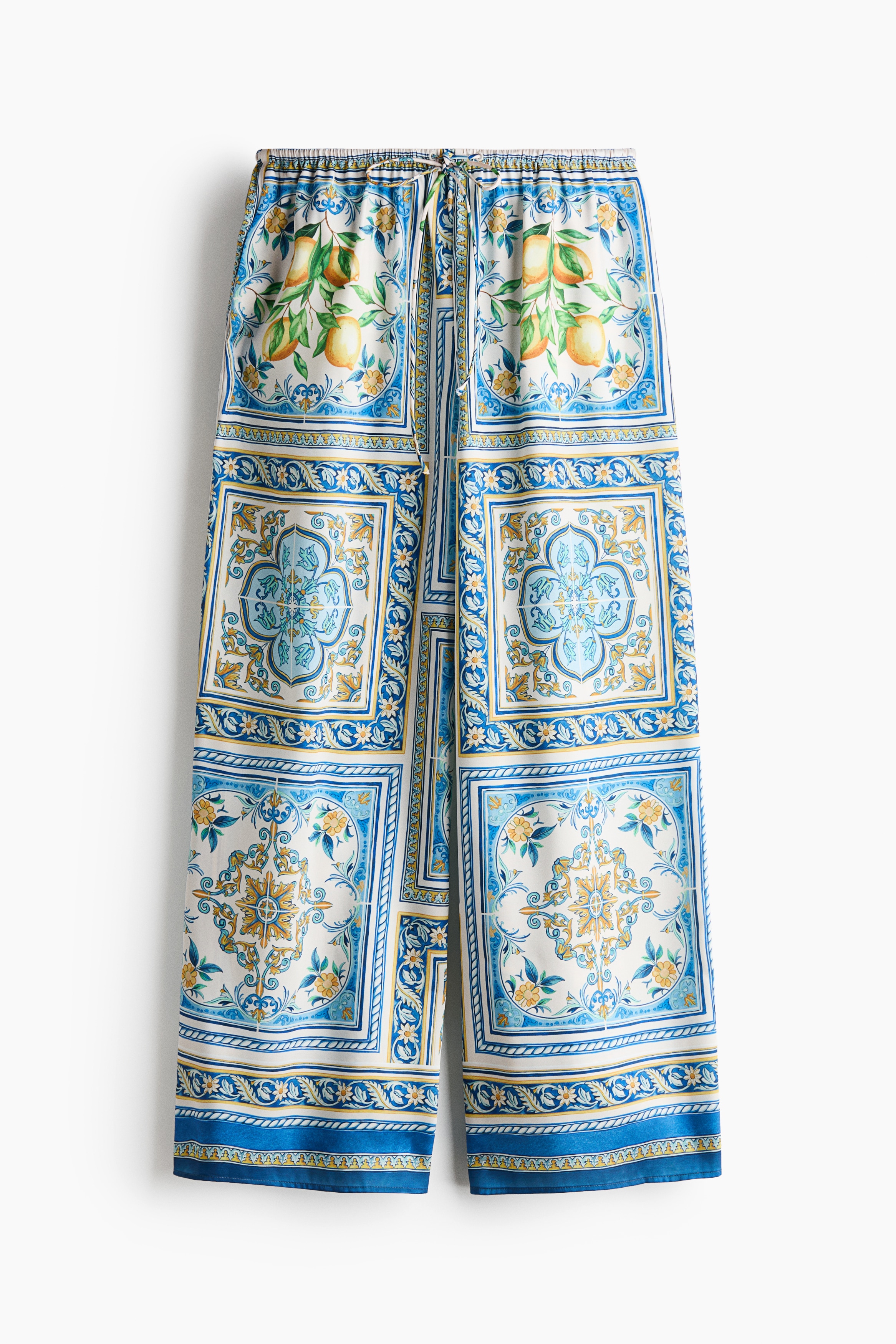 Pantalon imprimé avec cordon de serrage - Bleu/motif