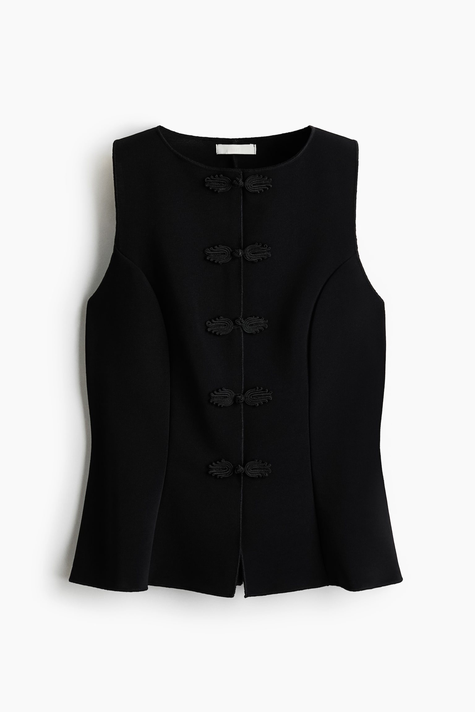 Tricot gilet met pankou-knopen - Zwart