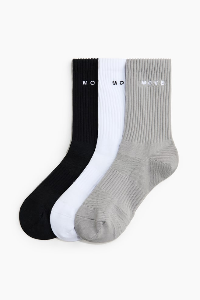 3-pack sports socks with DryMove™ - Light grey/Black/Light burgundy/White - 1