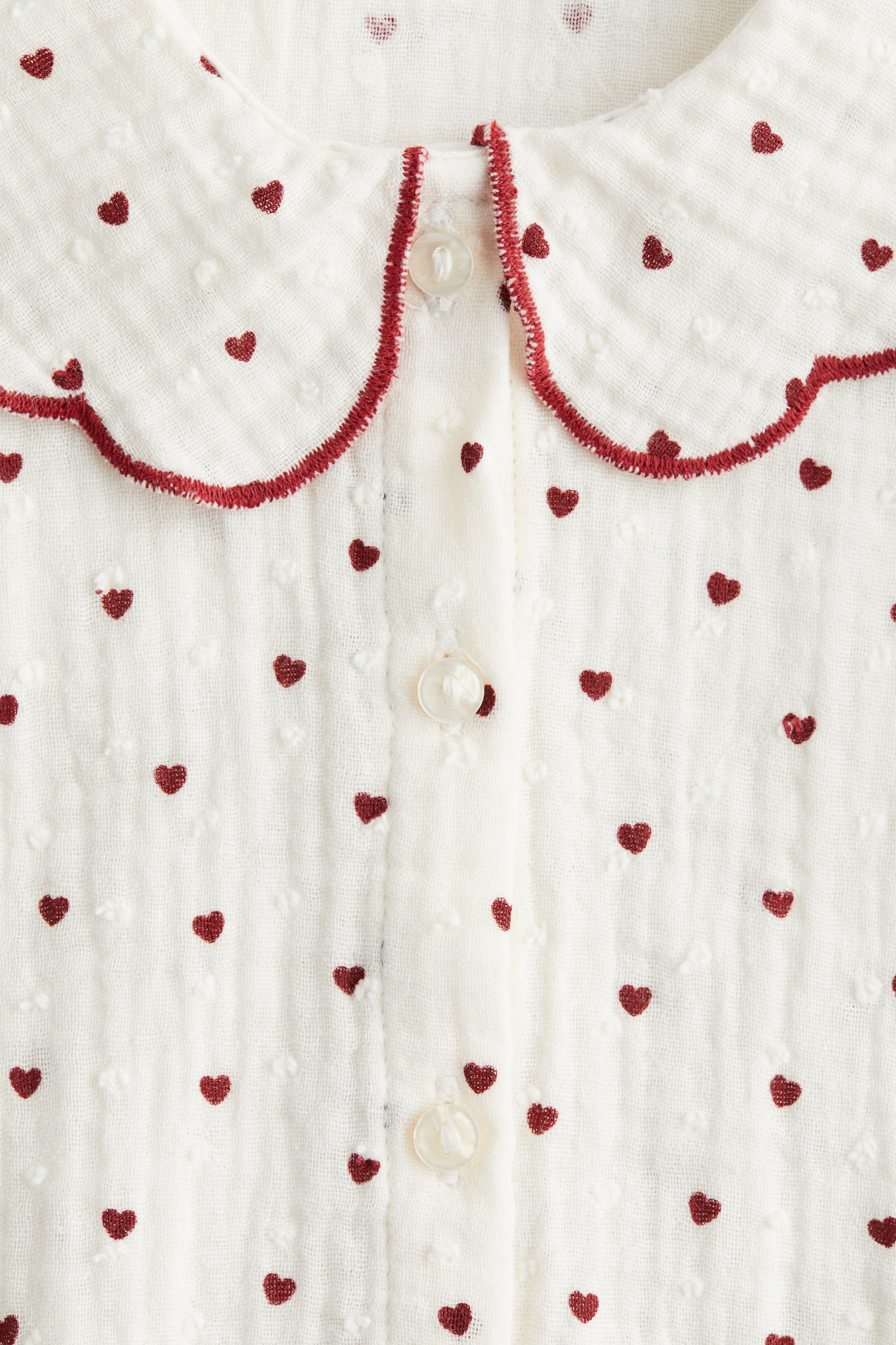 Cotton muslin romper suit - Cream/Hearts/Light dusty pink/Hearts/Peach pink/Floral - 5