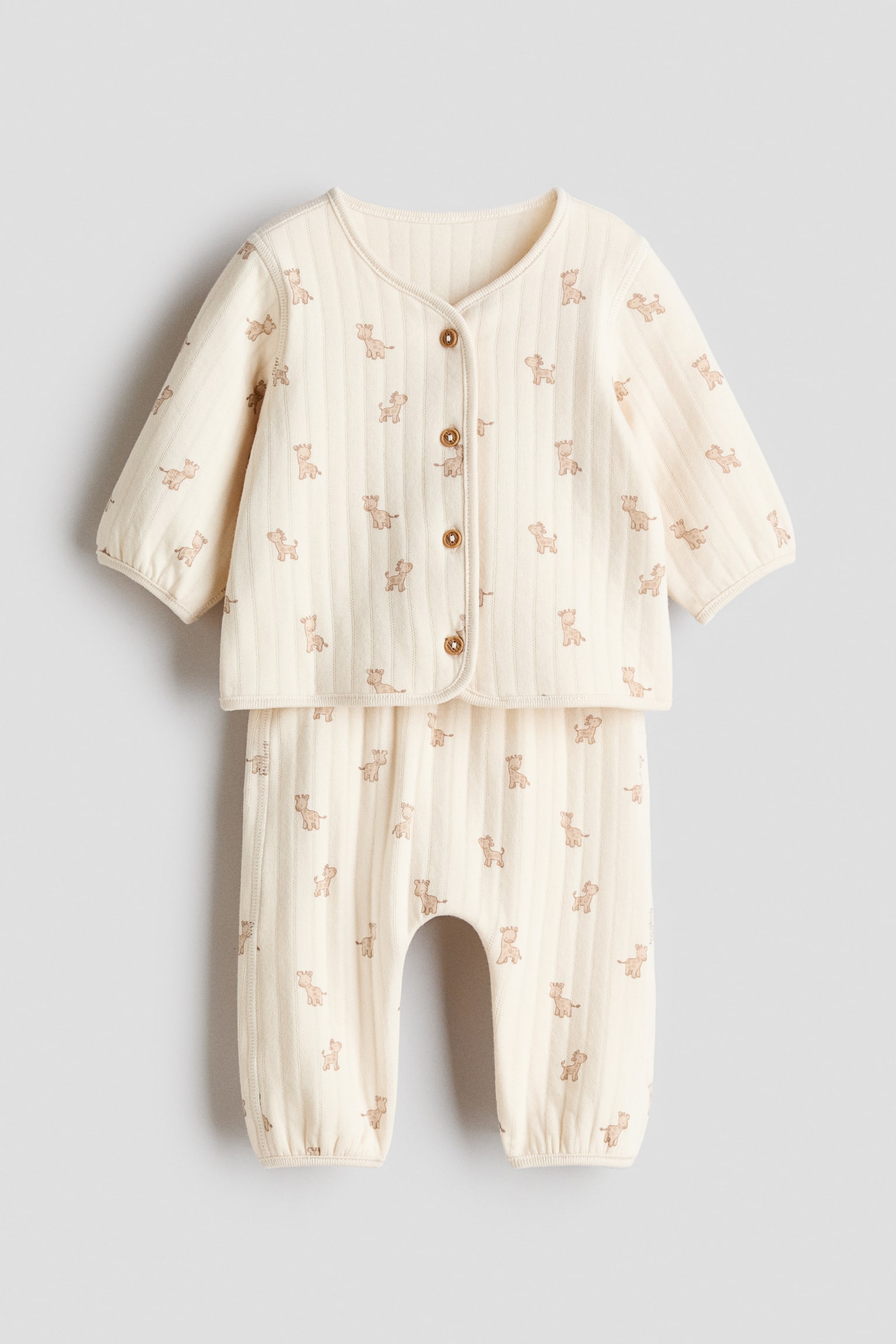 Детские комплекты H&M 2-piece Quilted Jersey Set, цвет: Кремовый — фото 1