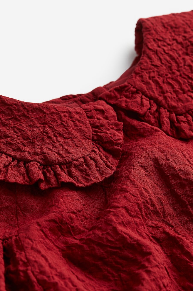 Kleid mit Kragen - Rot/Cremefarben - 5