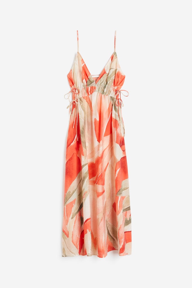 Drawstring-detail dress - Coral/Patterned/Black/Light green/Floral/Yellow-green - 2