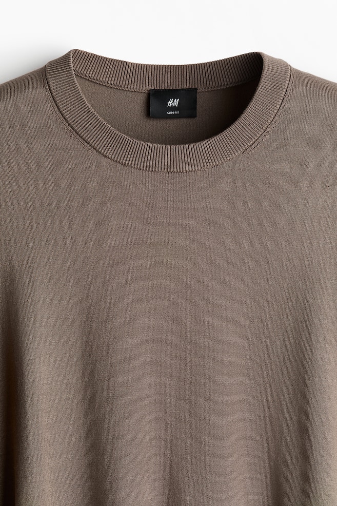 Slim Fit Fine-Knit Sweater - Dark beige/Dark gray/Taupe/Beige - 2