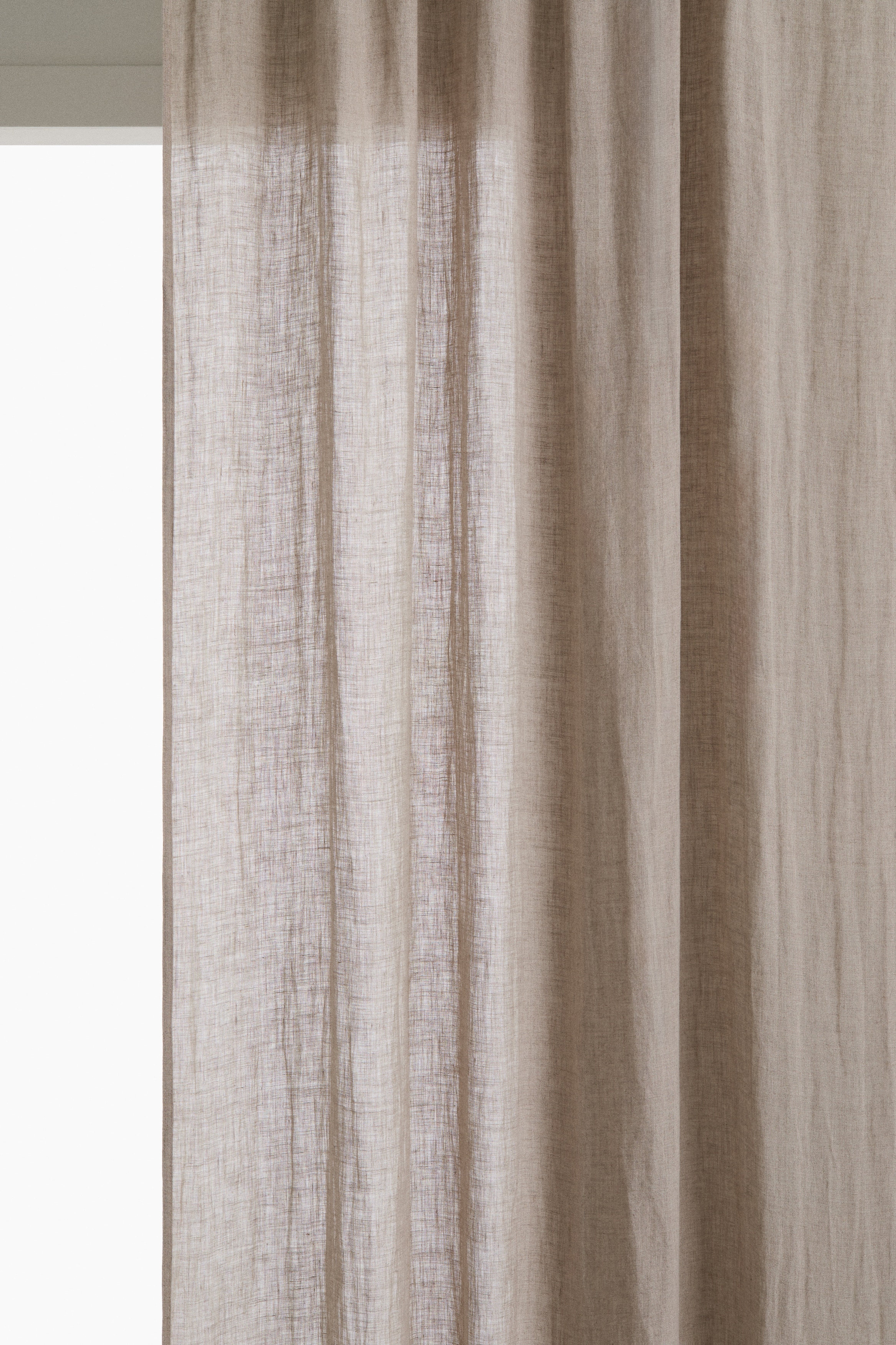 1-pack Panel de cortina ancho en lino - Gris pardo/Blanco