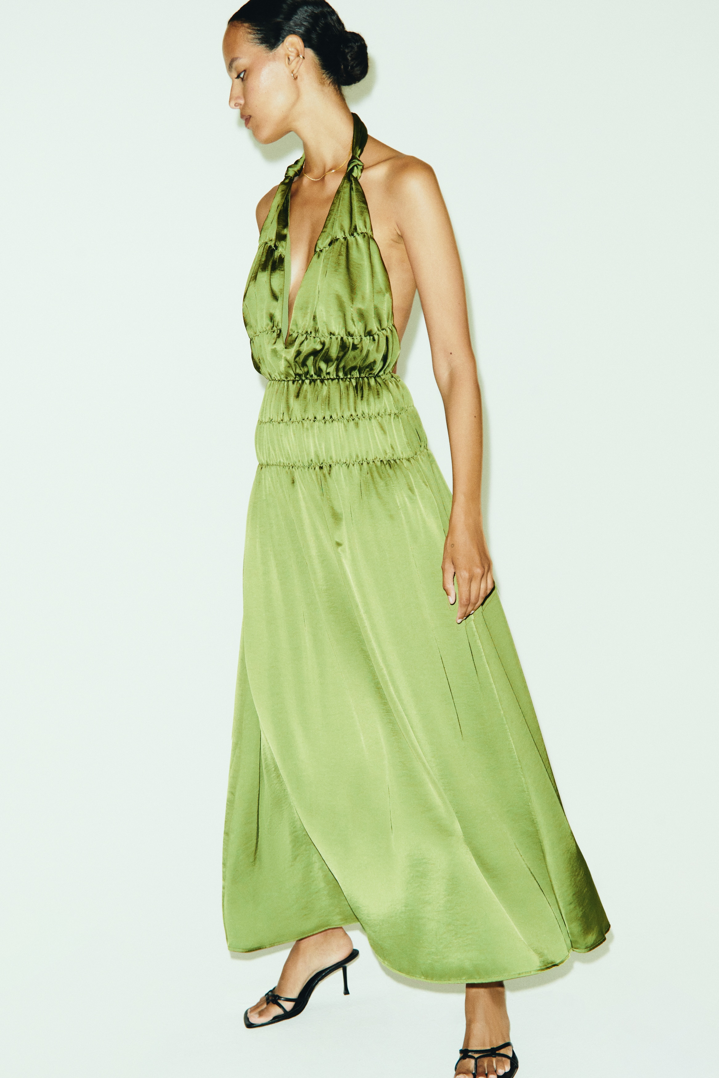 velvet bodycon dress One Shoulder Ruched Dress, Green / XS Run tape around the Bridal Welcome Party Dress Size:UK8/10 pcat-322