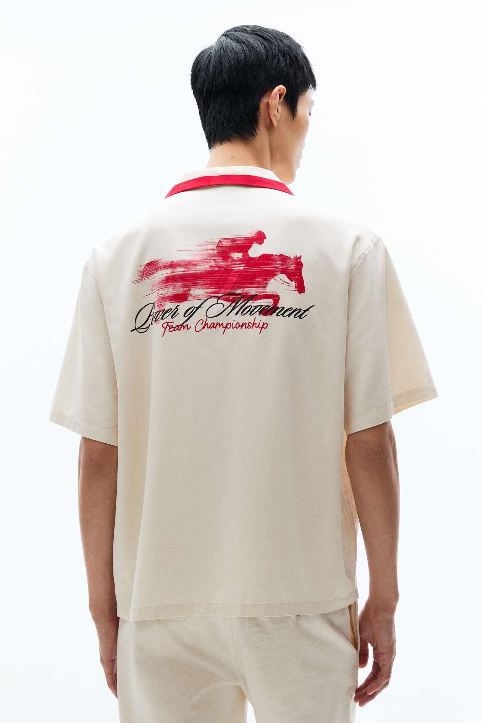 Áo sơ mi cổ hai ve in hình Loose Fit - Màu be nhạt/Always Powerful/Màu đen/Unity/Màu đỏ/Hoa văn - 4