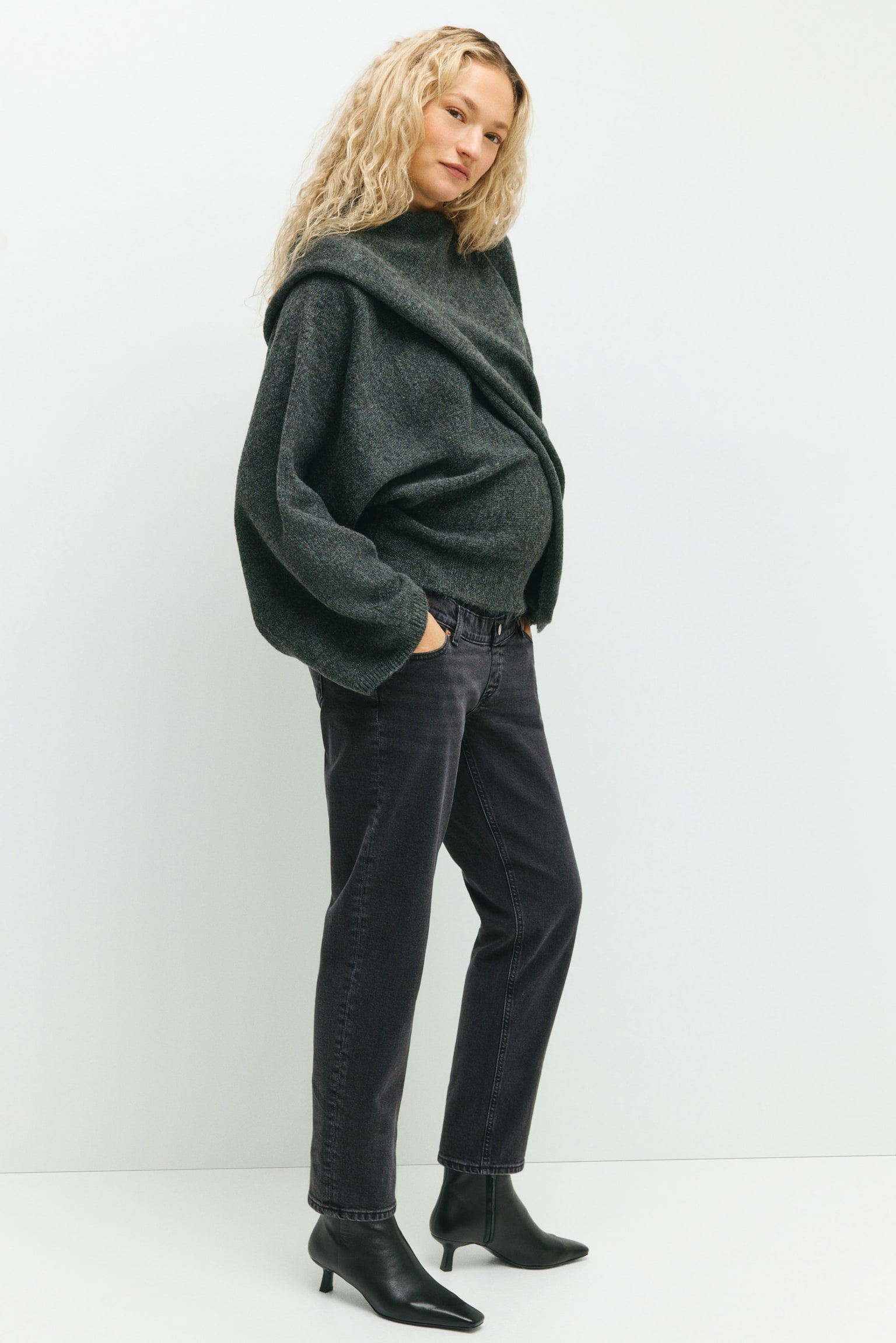 MAMA Slim Mom Ankle Jeans - שחור/Light denim blue/כחול ג'ינס כהה/כחול ג'ינס - 6