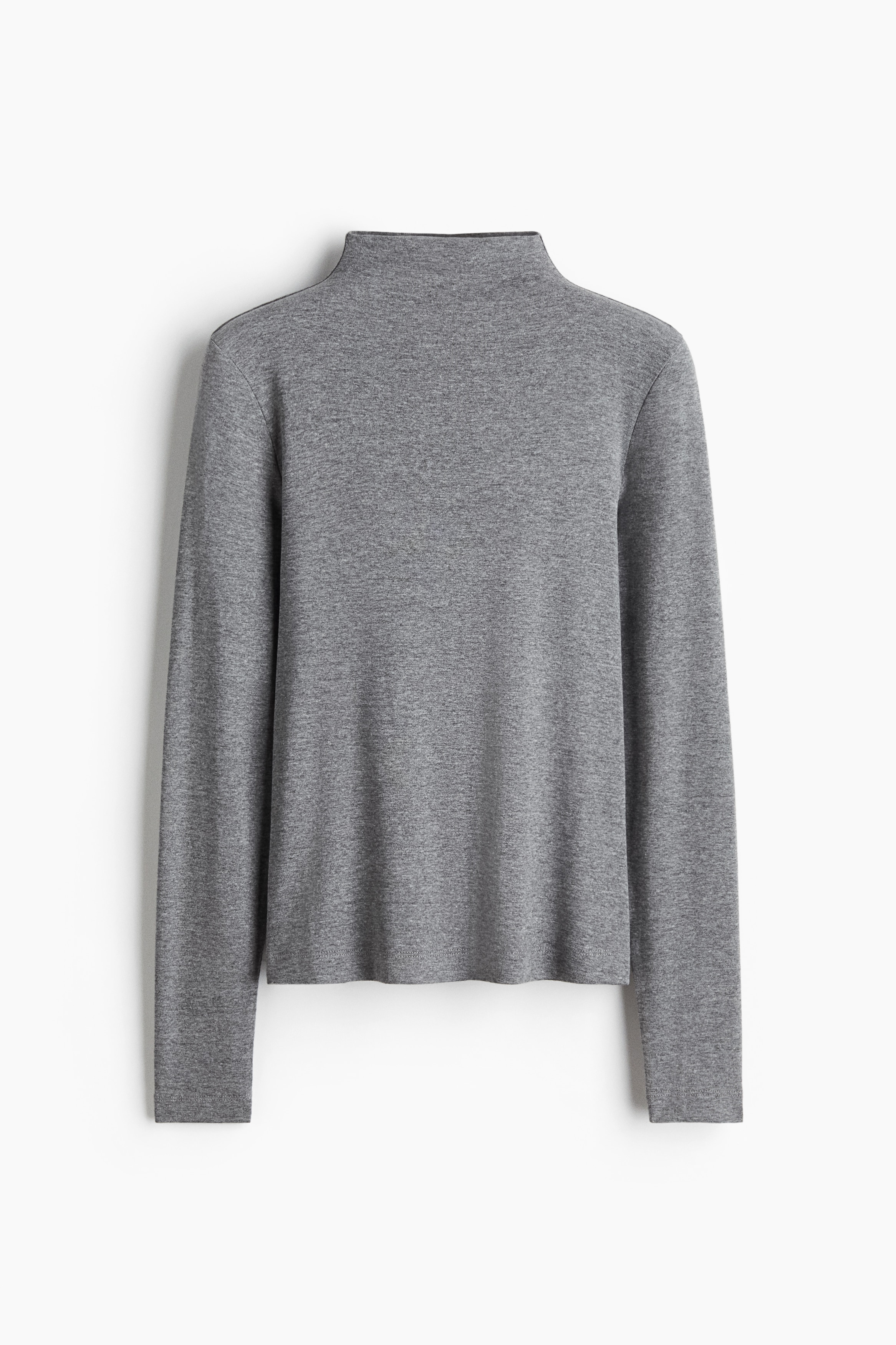 High Neck Top - Grey marle/Rust brown