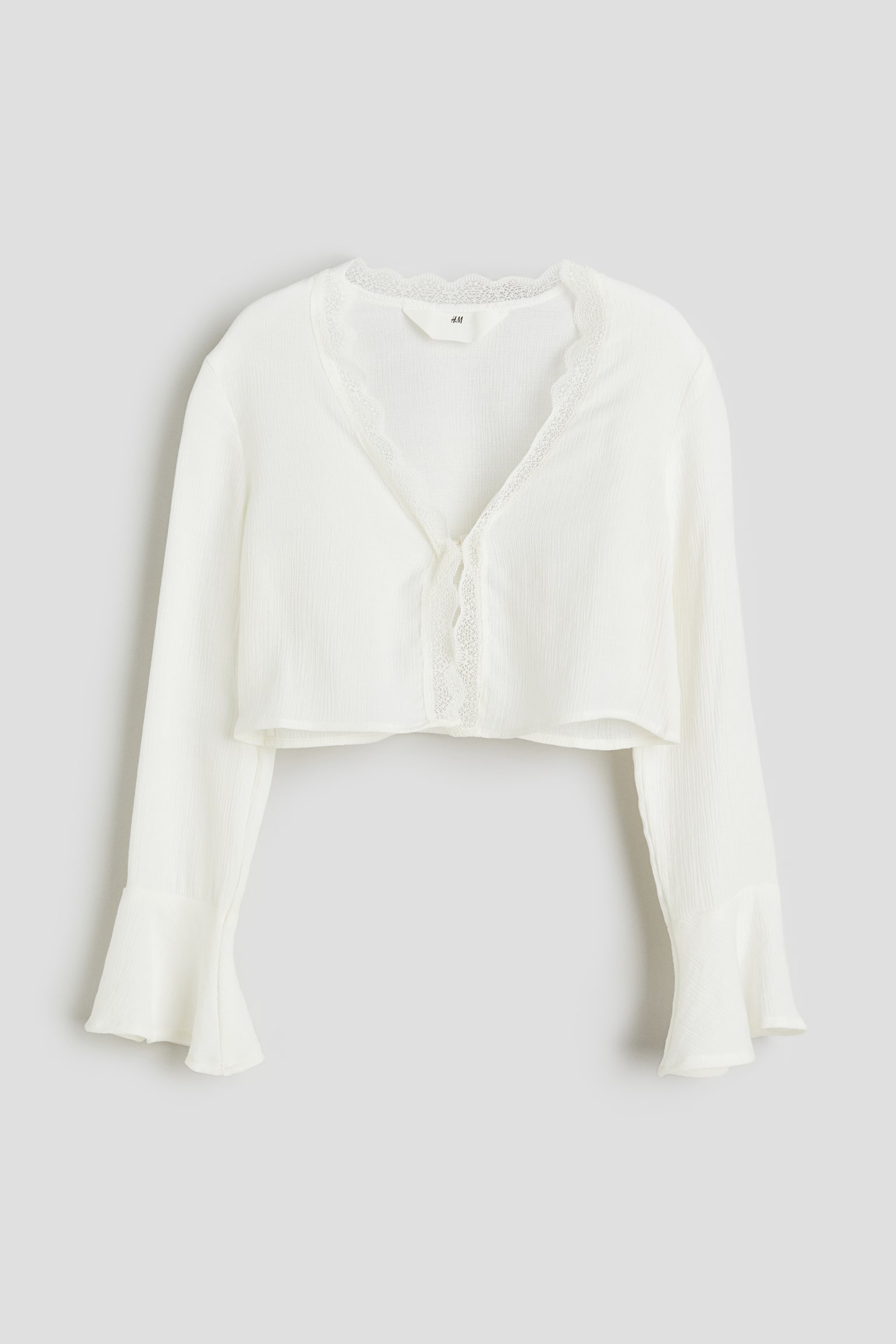 Tie-front blouse - White/Dark khaki green - 1