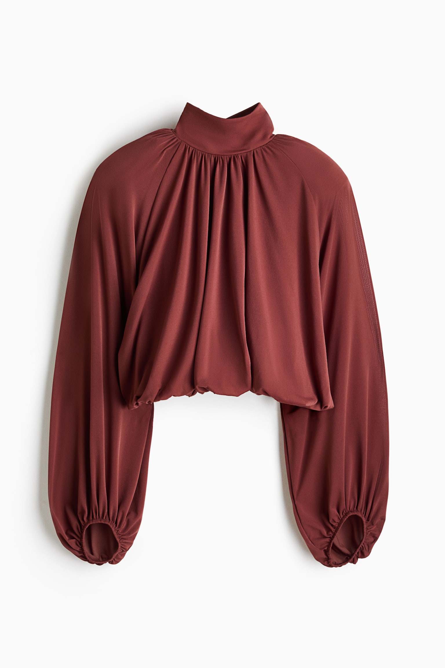 Женский топ H&M Balloon-Sleeved with Shoulder Pads, цвет: Ржавый красный — фото 1