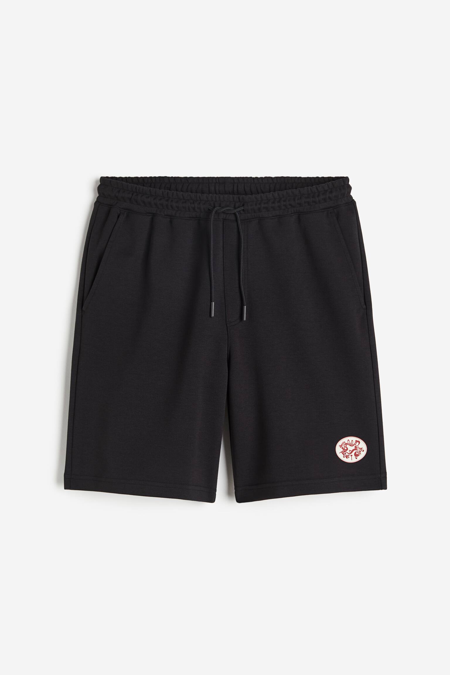 Loose Fit Jersey shorts - Black/Red - 2