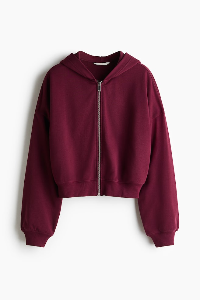 Short Hooded Jacket - Dark red/Cream/Dark brown - 1