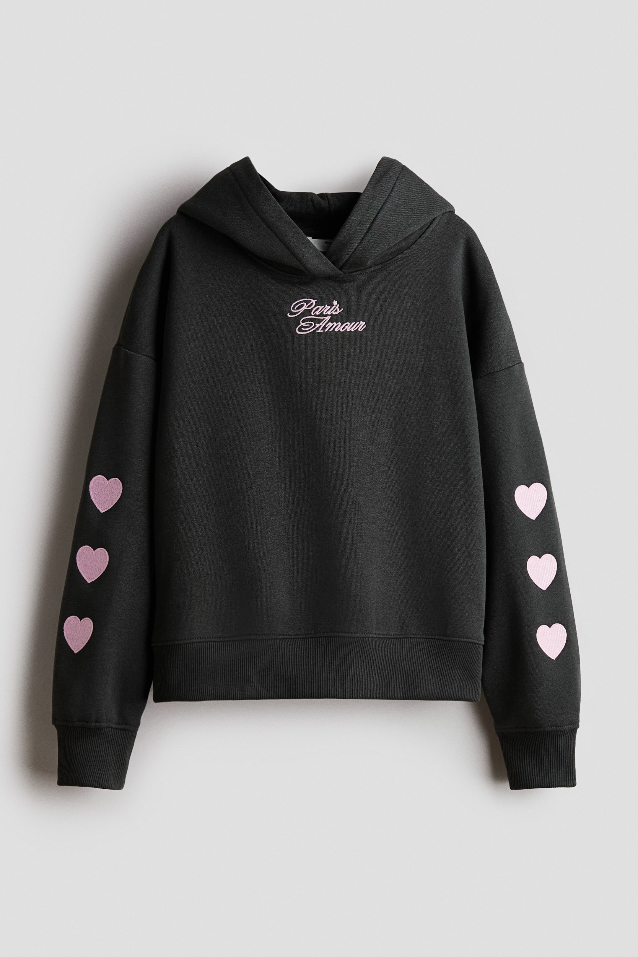 拡大画像を表示: オーバーサイズ デザインスウェットパーカ - ダークグレー/Paris Amour - Kids | H&M JP 1