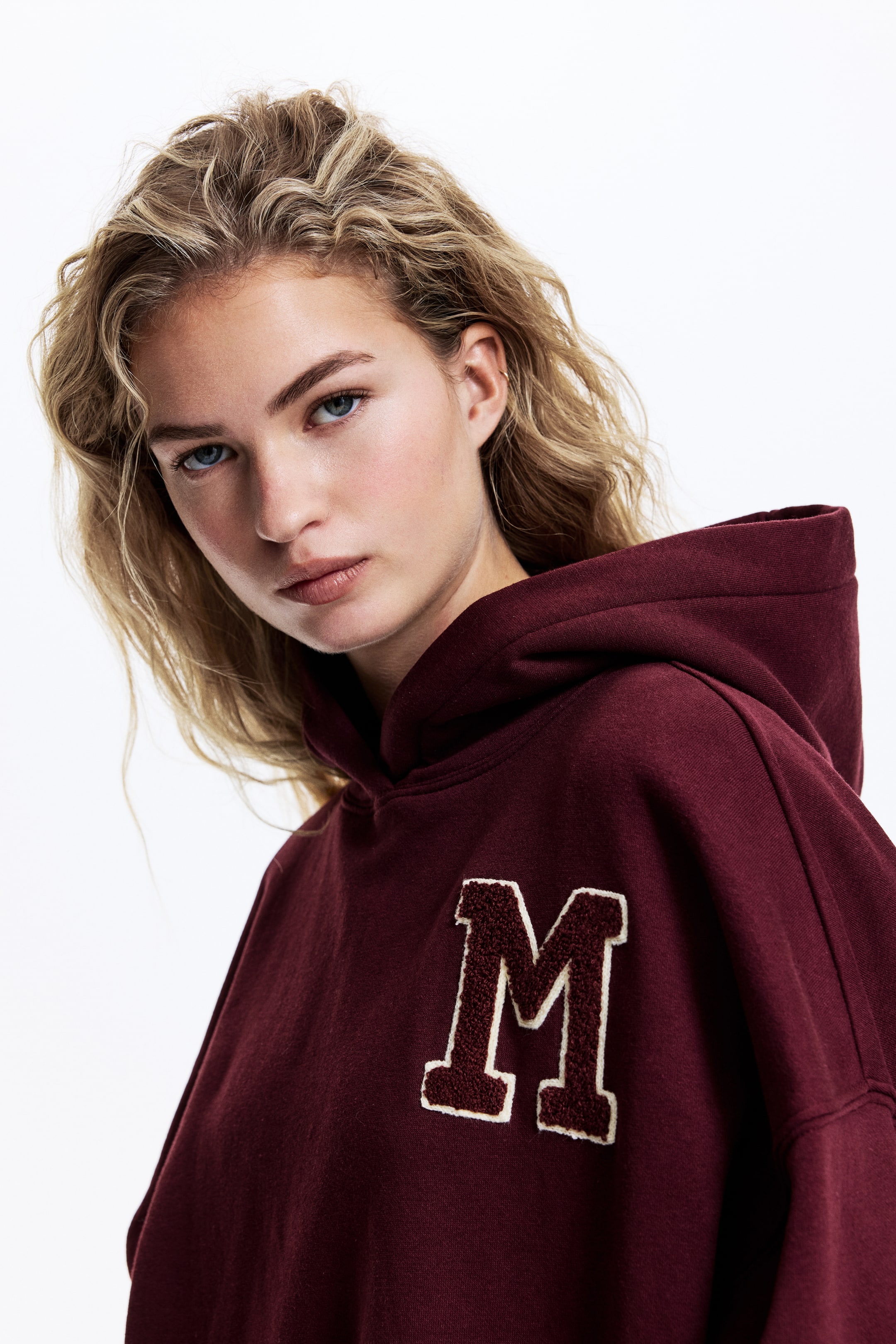 查看大圖: 加大碼連帽上衣 - 酒紅色/M - Ladies | H&M HK 3