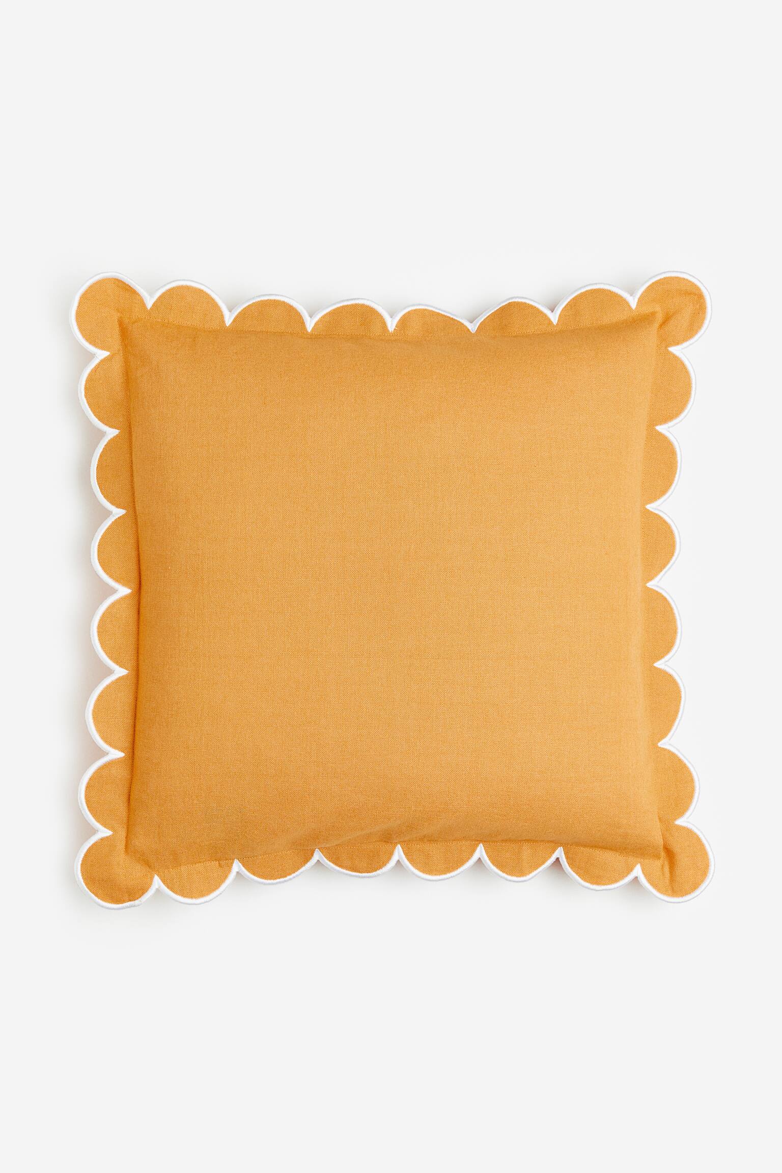 Linen-blend cushion cover - Yellow