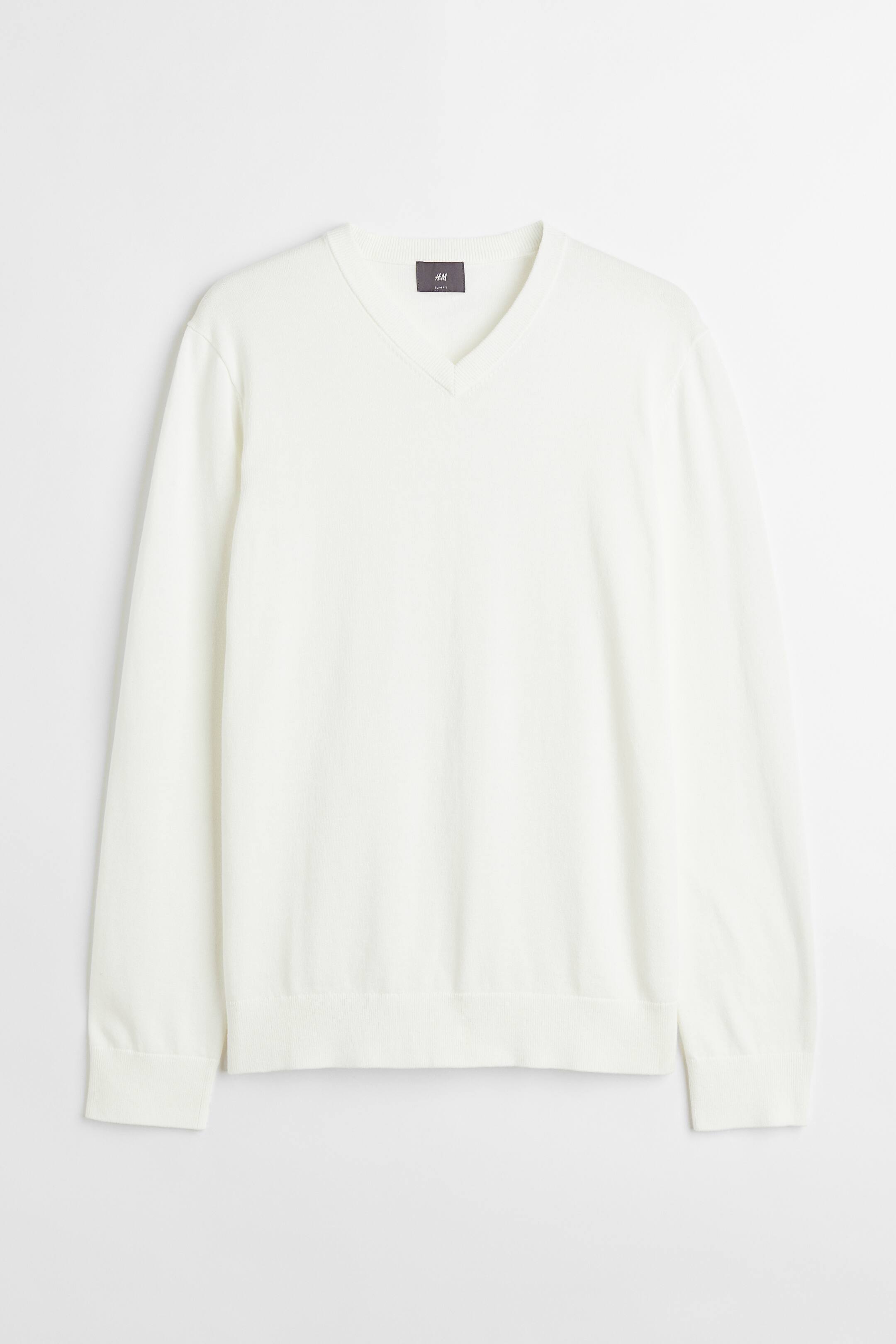 View larger image: V-neck cotton jumper - White - Men | H&M 1