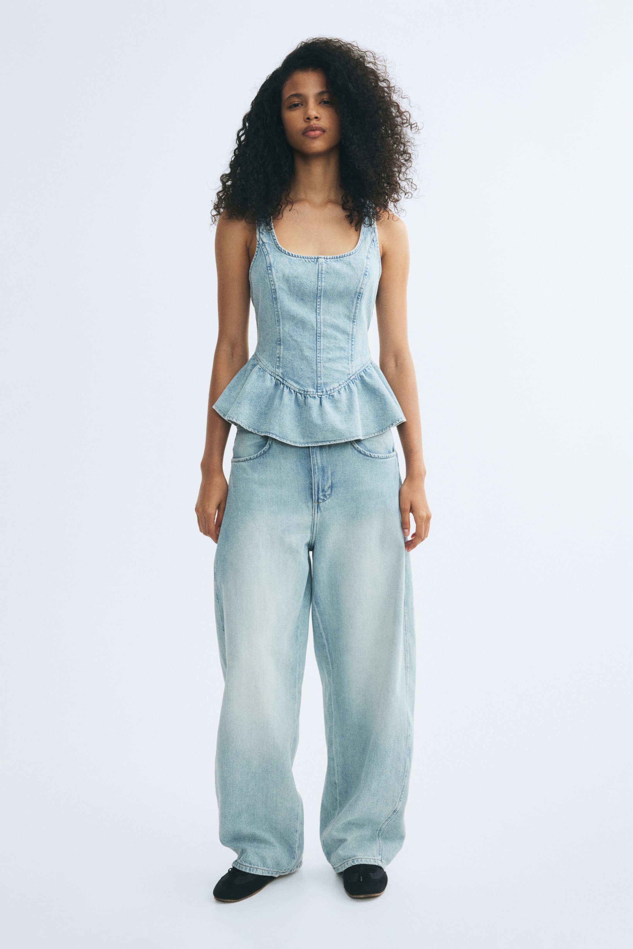 Denim Peplum Top