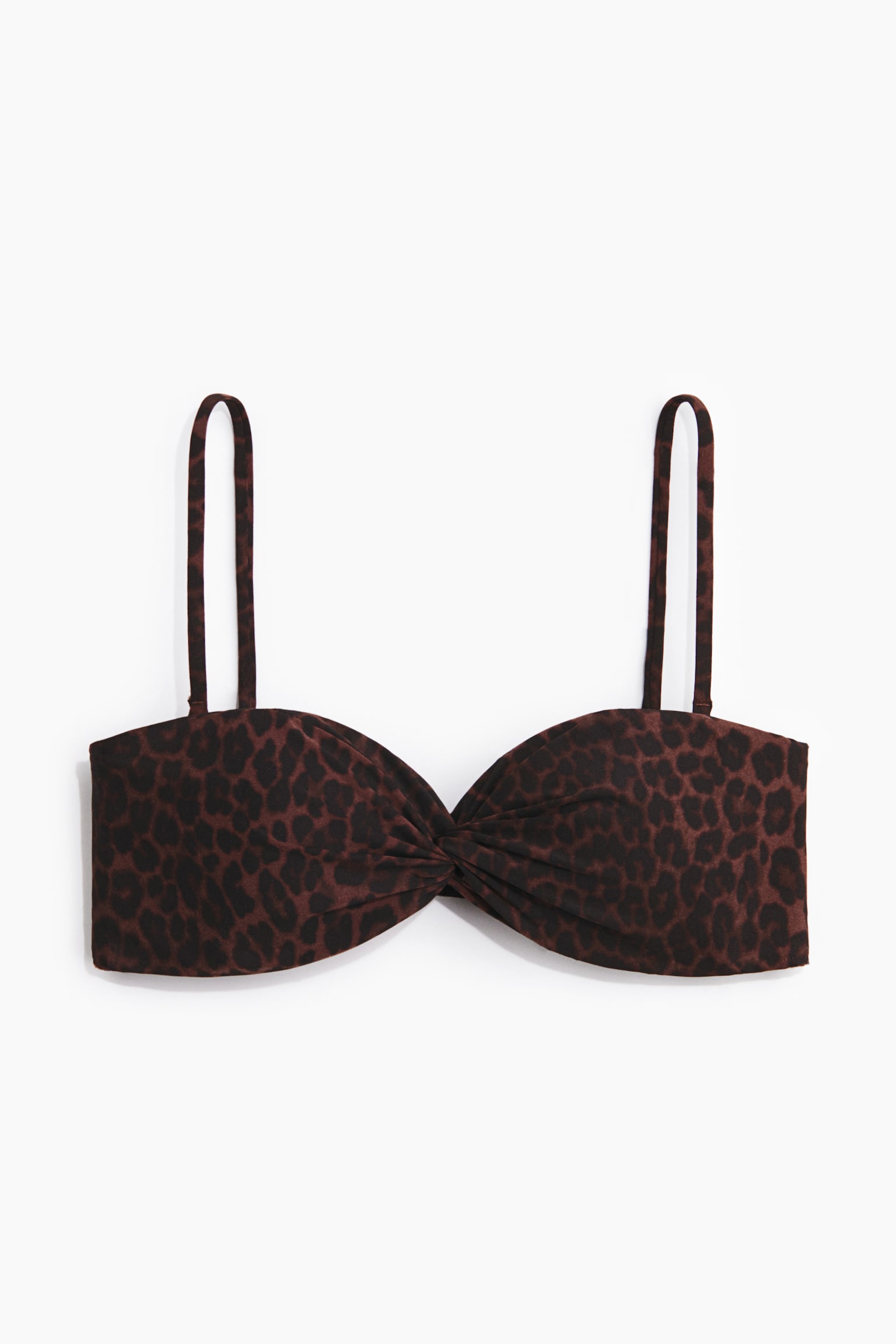 Padded bandeau bikini top - Dark brown/Leopard print