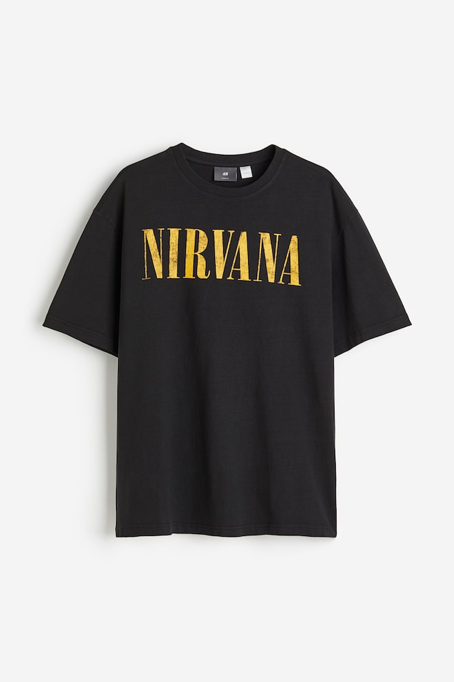 Bedrucktes T-Shirt in Loose Fit - Schwarz/Nirvana - 1