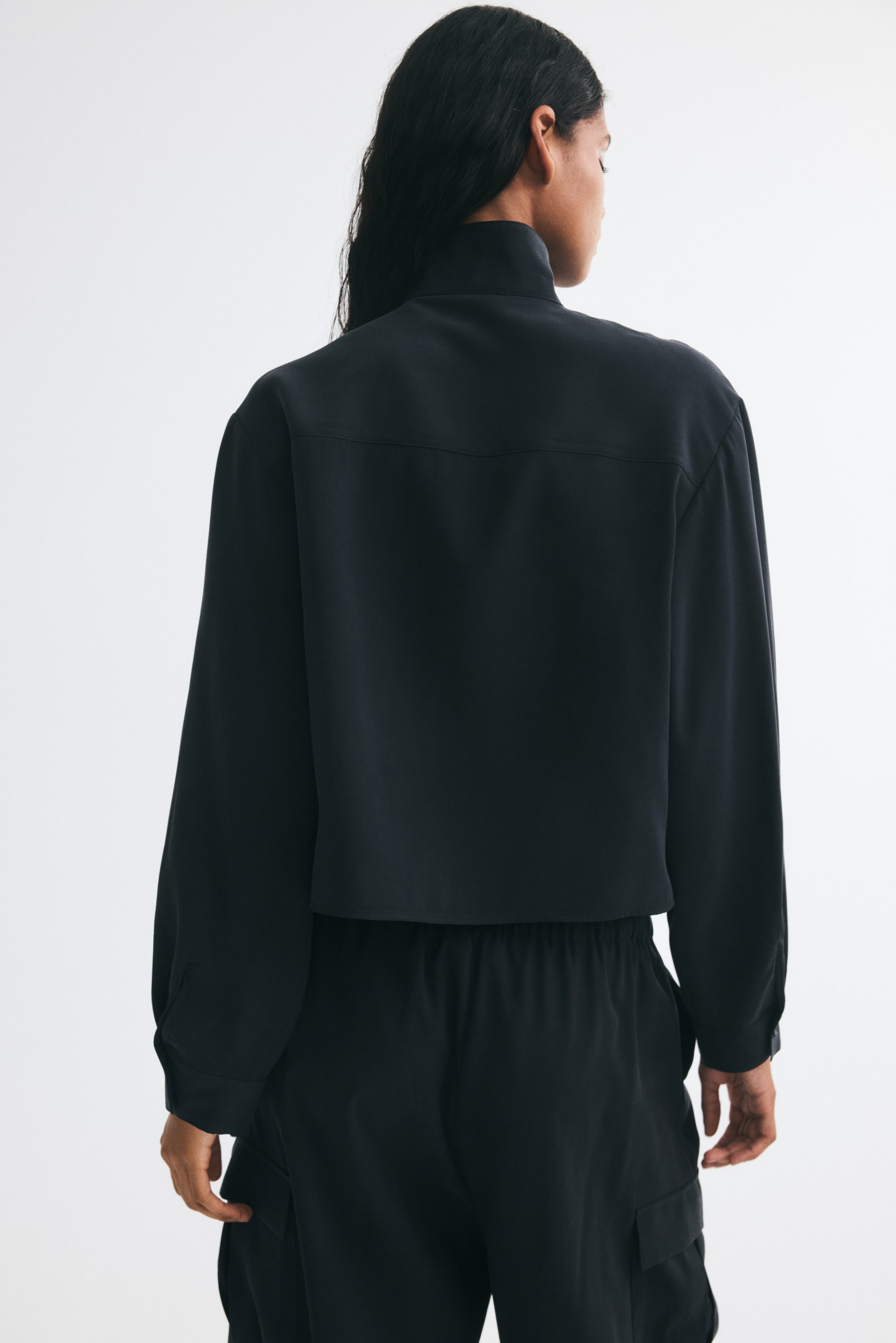 Stand-Up Collar Viscose-Blend Shirt