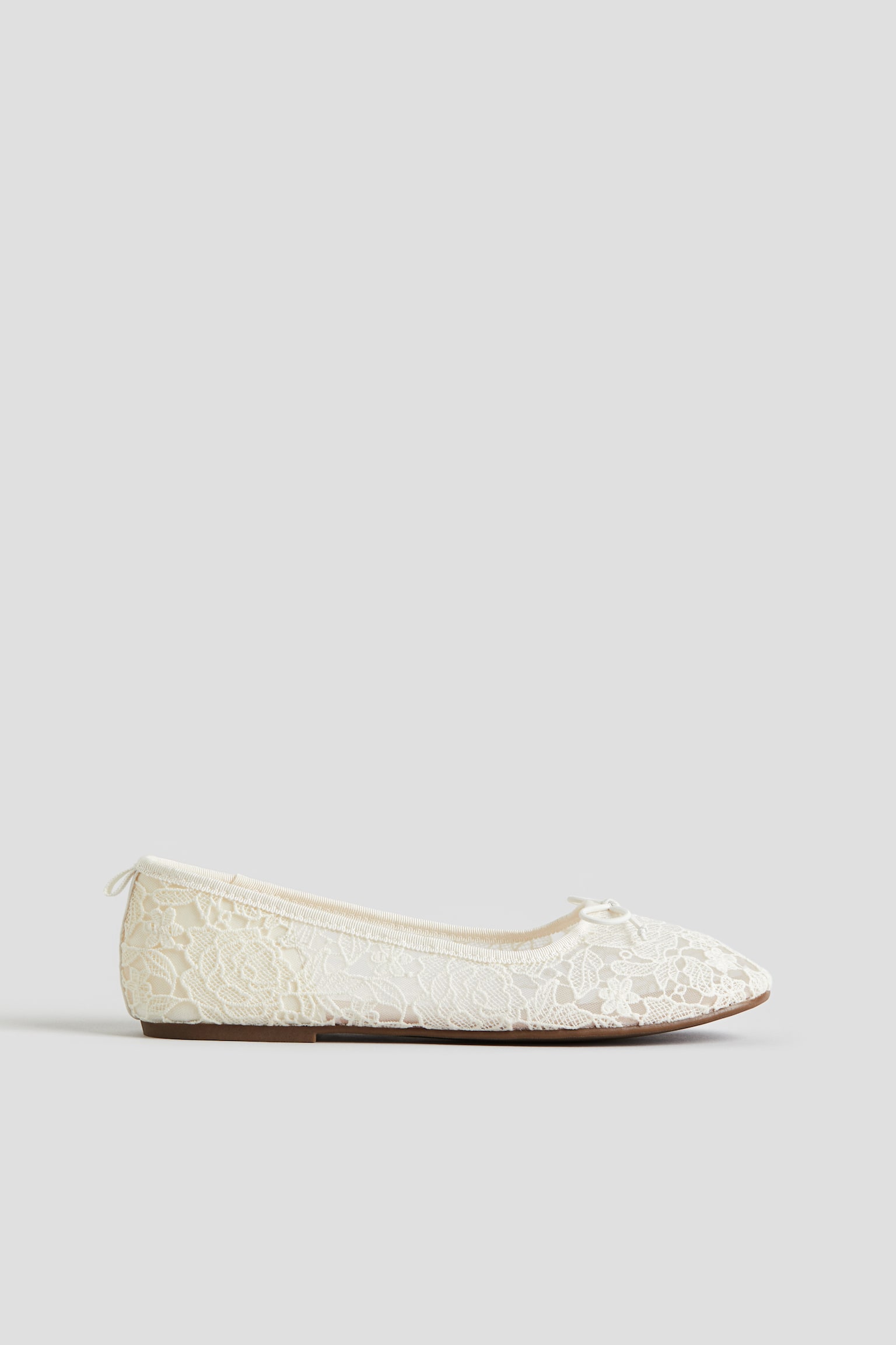 Ballet Flats - White/Light greige/Rhinestones - 3